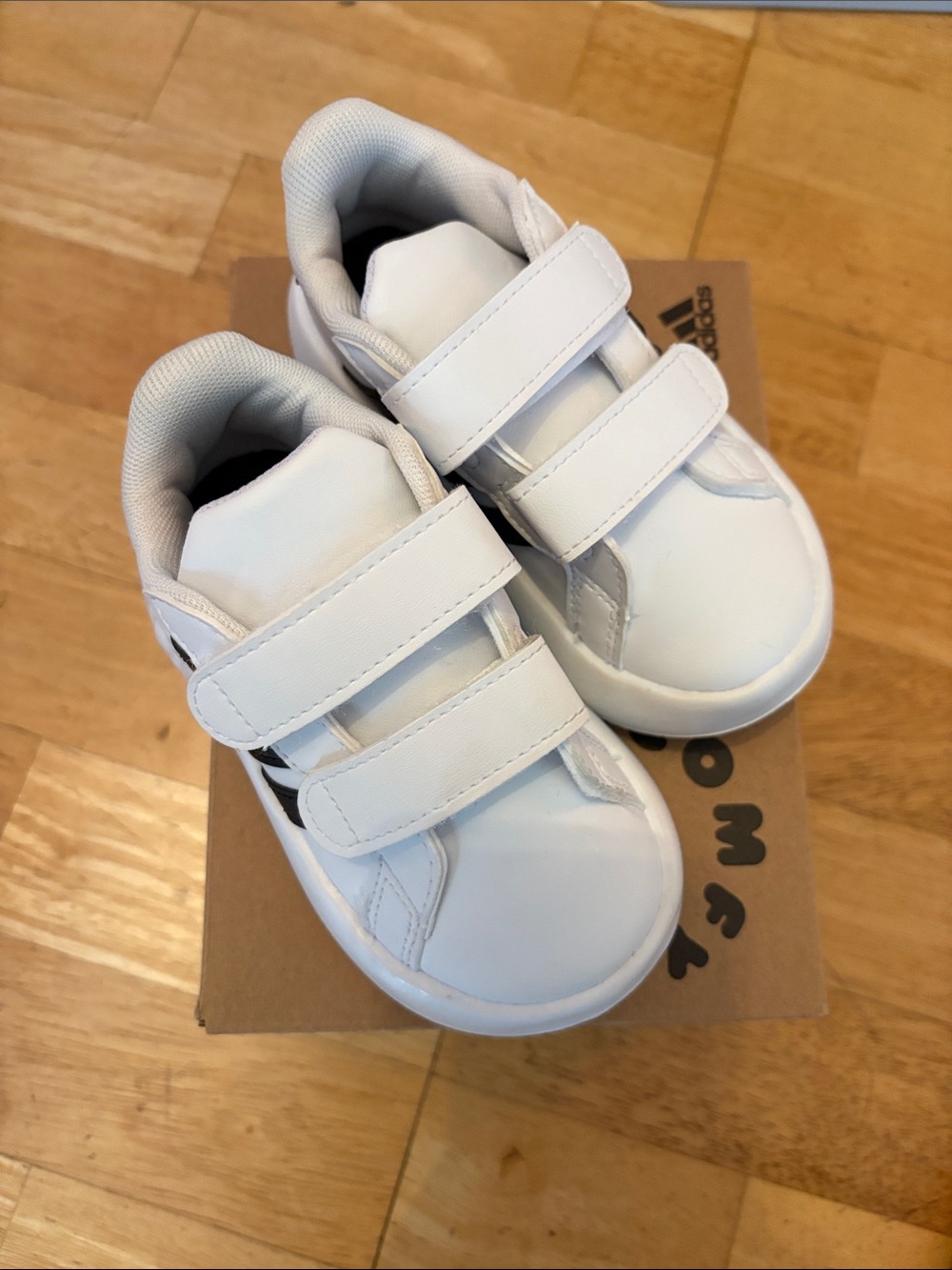 Kids White adidas grand court 2.0 Velcro Sneakers - Comfortable Everyday Shoes